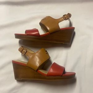 Coach Red/Brown Wedges Size 8.5